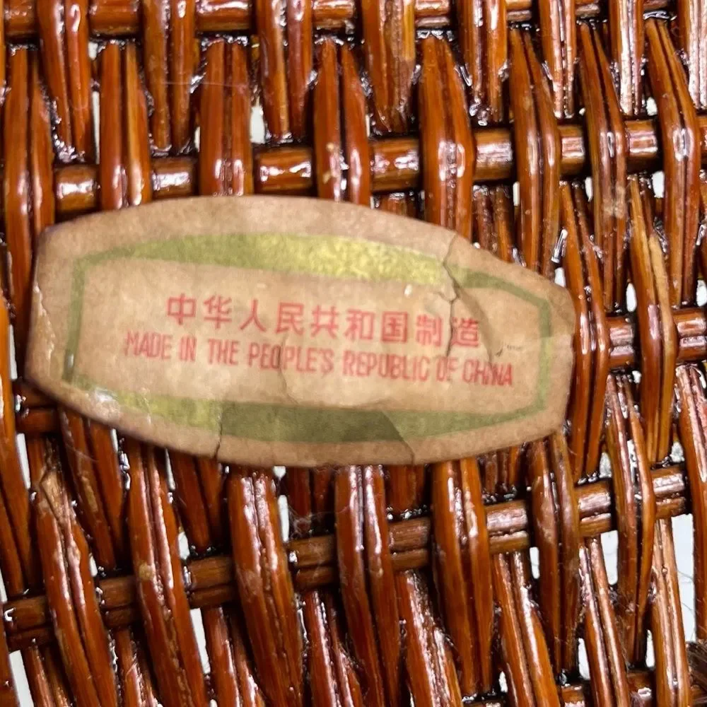 Vintage Brown Rattan Wicker Duck Basket Woven Wood Bird Farmhouse Decor Boho
